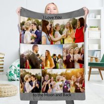 Custom Blanket Personalised Blanket with Photos Customised Blankets Custom Throw Blanket for Family Birthday Wedding Gift Sofa Bedroom
