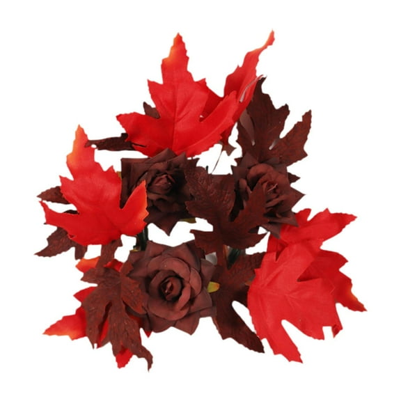 HOMYL Halloween Candle Wreath Candle Rose Flowers Maple Leaves Wreath Floral Wreath for Dining Tables Candlestick Home Holiday