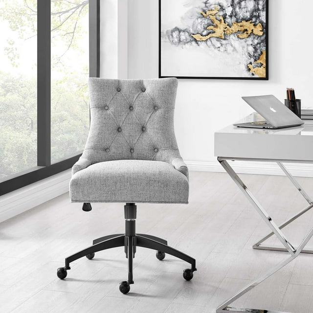 Modway Regent Tufted Fabric Office Chair, Black Light Gray