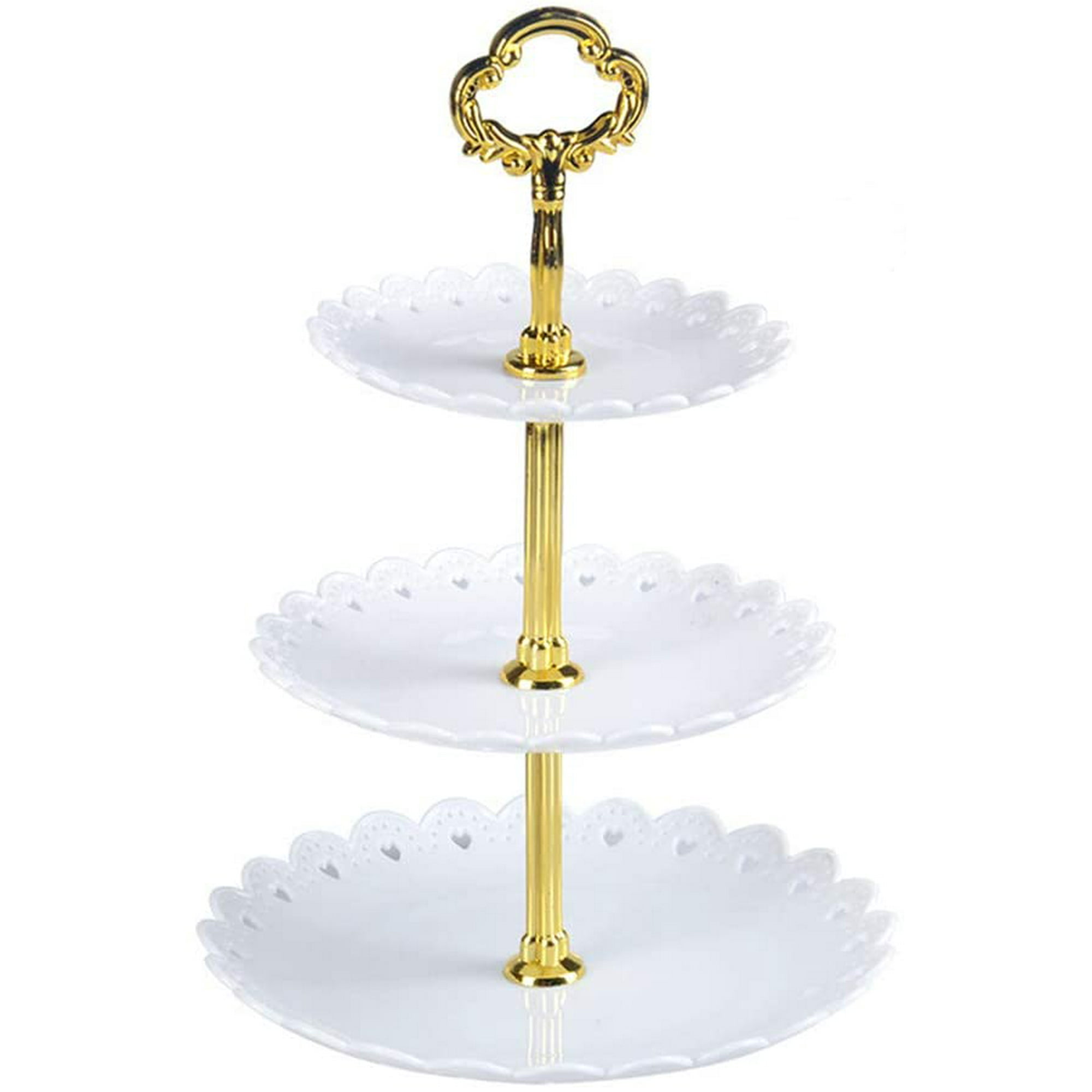 Support à Gâteaux 3 Niveaux Uten – Plastique Blanc – Mariage Fête – Neuf