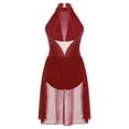 thumbnail image 3 of TiaoBug Women's Glittery Rhinestone Lyrical Dance Dress Ballet Leotard Modern Contemporary Dancewear Burgundy XXL, 3 of 7