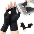 thumbnail image 3 of Copper Compression Arthritis Gloves,Arthritis Pain Relief Gloves,Fingerless Arthritis Carpal Tunnel Pain Relief Gloves,Hand Support Wrist Brace for Rheumatoid,Tendonitis,Swelling,Crocheting,Typing E5O, 3 of 5