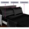 thumbnail image 6 of Ahmedani Linen 6 Pcs Luxury Super Soft Silky Satin Sheets Duvet Cover Bed Set with 1 Duvet Cover, 1 Deep Pocket Fitted Sheet, 4 Pillowcases, Queen Size Black, 6 of 7