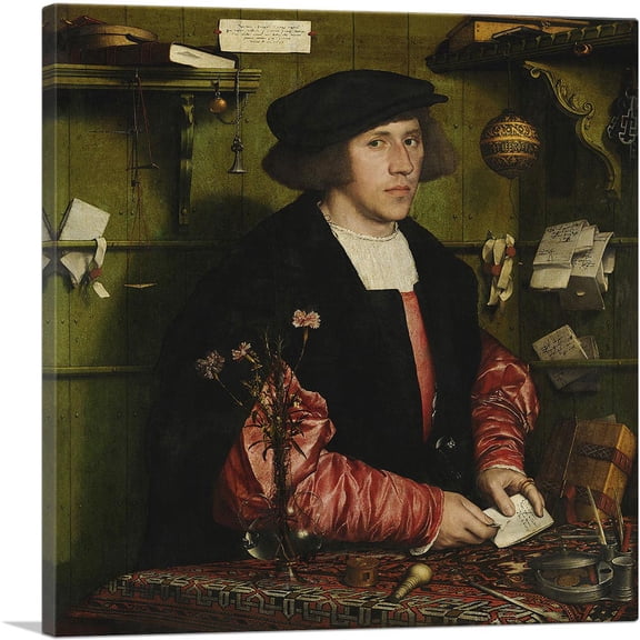 ARTCANVAS Portrait Of The Merchant Georg Giese 1532 Canvas Art Print by Hans Holbein the Younger - Size: 18" x 18" (0.75" Deep)