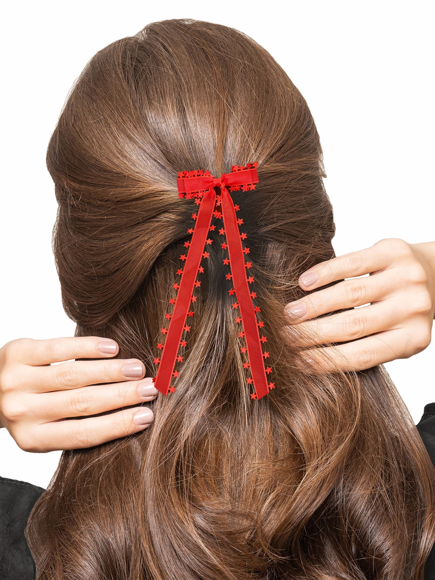 Way to Celebrate Americana Ribbon Hair Bow Clips, Red and Blue, 2 Pieces