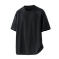 thumbnail image 2 of Cotton T-Shirts for Men Ribbed Knit Loose Fit Short Sleeve Workout Tops Sports Casual Crewneck Basic Tees (4XL, Black), 2 of 3