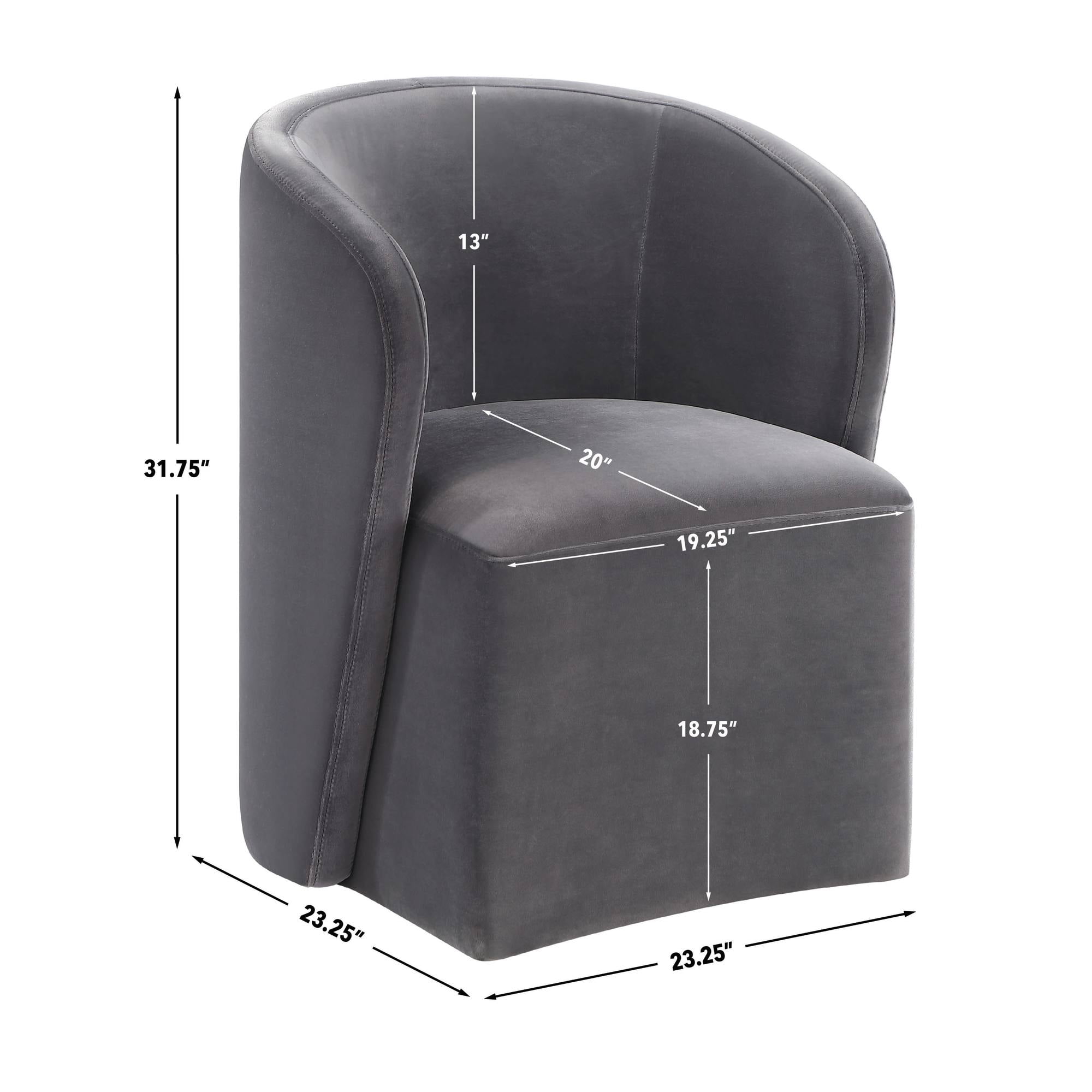 Steve Silver Annie Gray Velvet Barrel Chair with Casters