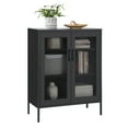 thumbnail image 4 of SONGMICS HOME 3-Tier Metal Storage Cabinet with Mesh Doors – Multipurpose Office Organizer Rack, Black, 4 of 5