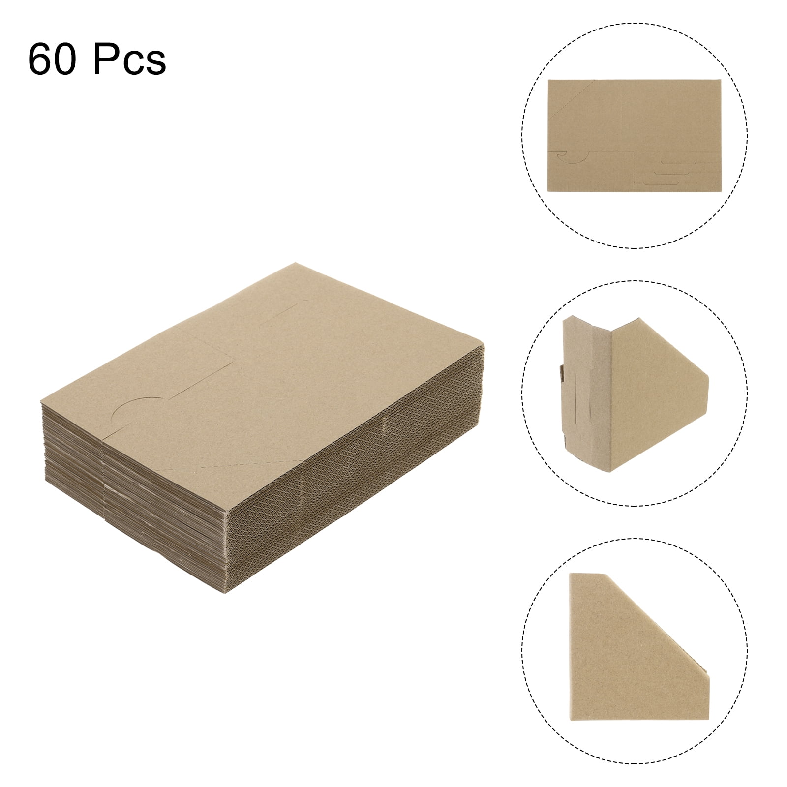 Uxcell 60 Pack Adjustable Cardboard Corner Protector, Cardboard Edges Protector 9.5x9.5cm Fits 0.5, 1 and 1.5 Inch Brown