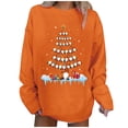 thumbnail image 2 of Hauts Décontractés pour Femmes Col Rond Imprimé Arbre de Noël Neige Manches Longues Blouse, 2 of 4