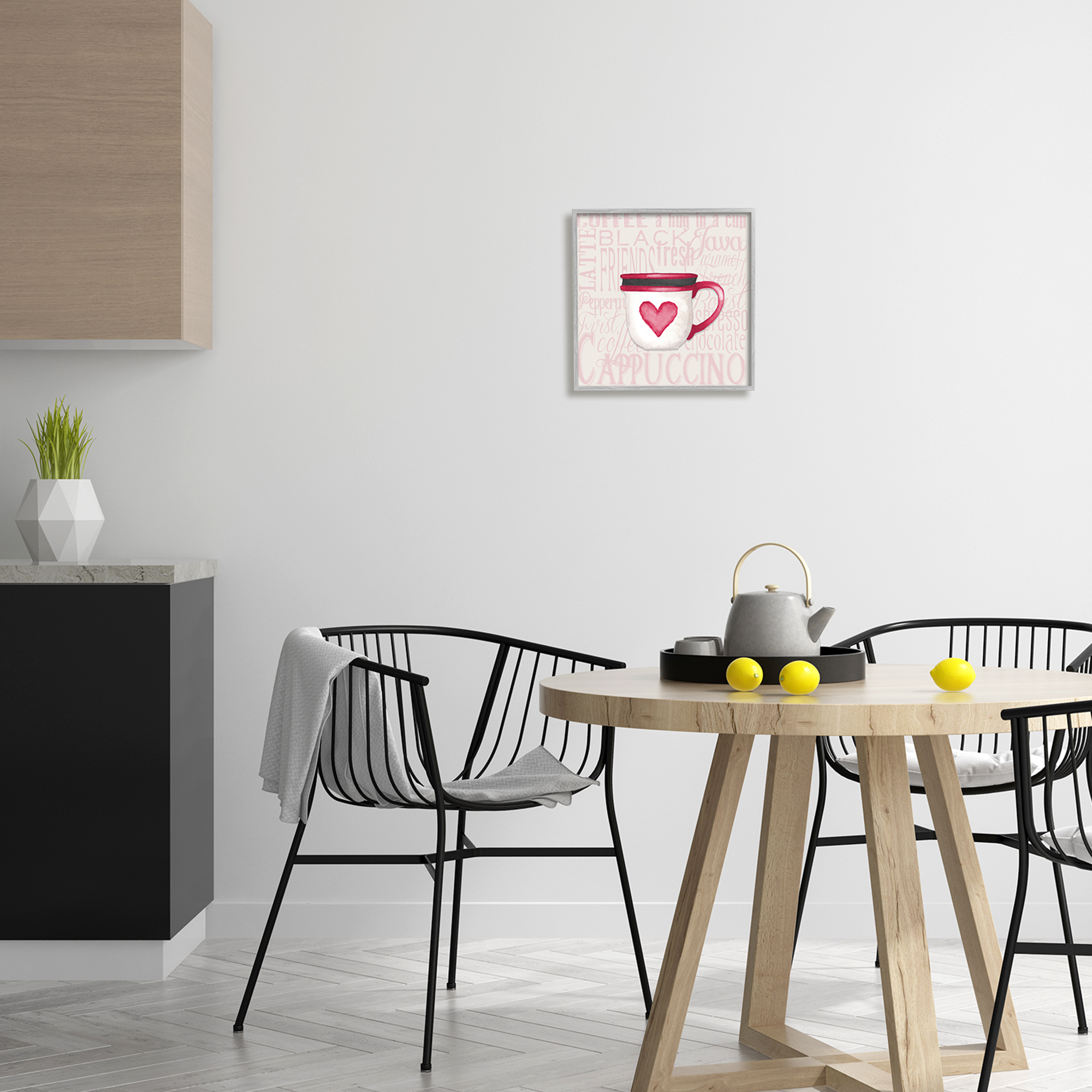 Stupell Heart Coffee Mug Latte Kitchen Food & Beverage Painting Gray Framed Art Print Wall Art