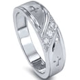 thumbnail image 2 of Pompeii 1/10 ct Mens Diamond Cross Wedding Anniversary Ring 10K White Gold (G/H,I1-I2), 2 of 7