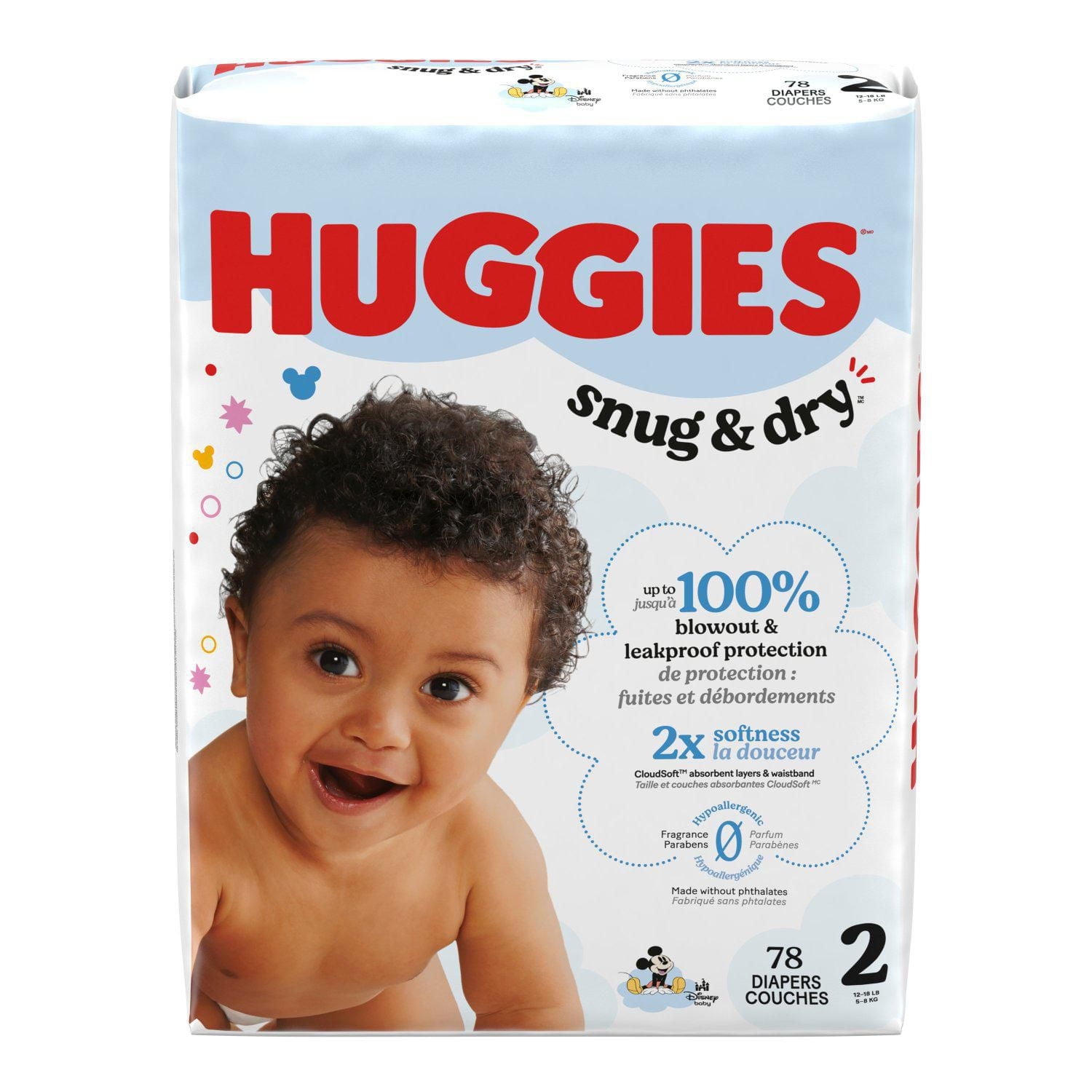 Huggies Snug & Dry Baby Diapers, Giga Size 1-7, 128-54 Count, Size 1-7 | Count 54-128