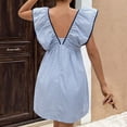 thumbnail image 5 of gakvbuo Summer Dress For Women Mini Dress T-Shirt Dress Women's Loose And Casual Floating V-Neck Ruffled Flying Sleeve Dress, 5 of 8