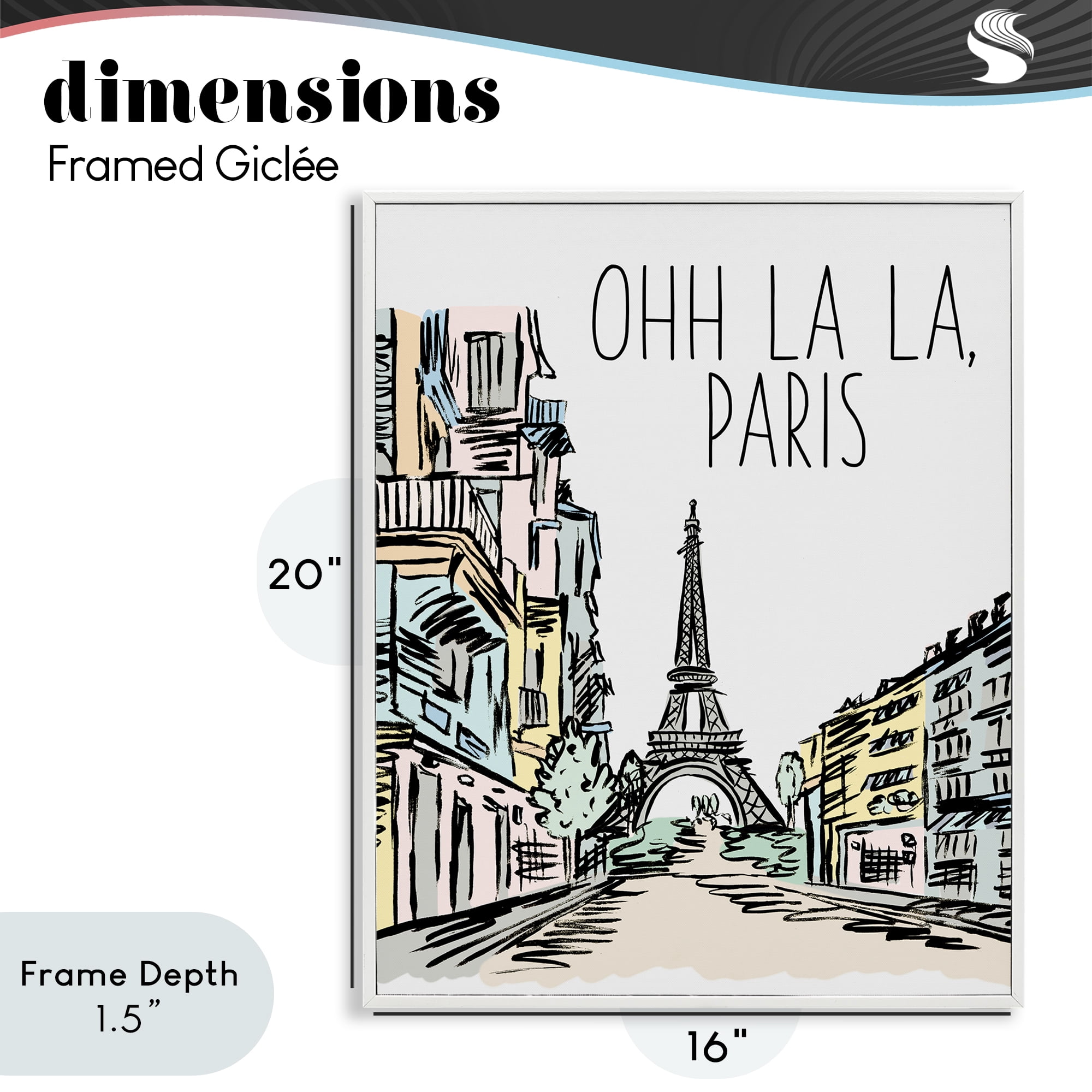 Stupell Industries Ohh La La Paris White Framed Giclee Art, design by Elizabeth Medley