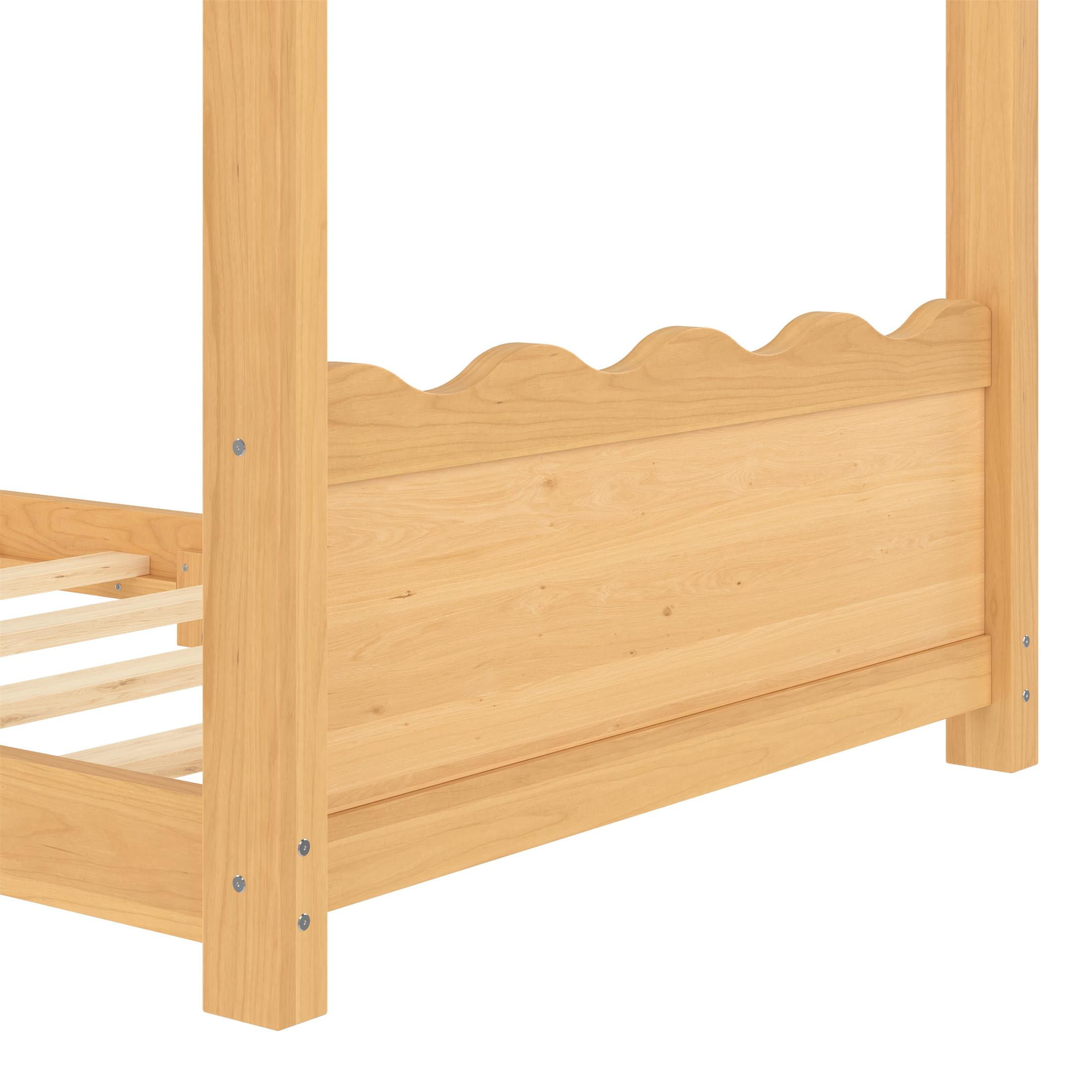 ENYOPRO House Bed with Fence,Solid Wood House Bed,Floor Bed Frame,Twin Canopy Bed for Bedroom, Twin House Floor Bed with Support Slats(Natural)