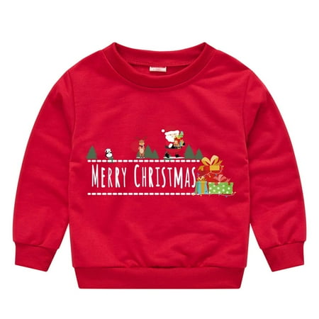 

Toddler Boys and Girls Christmas Pullover Sweater Fashion Christmas Cartoon Print Round Neck Long Sleeve Sweatshirt Children s Casual Top