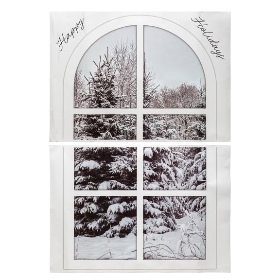 Wintry Scene Peel and Stick Christmas Wall Art, Multicolor, 19.5" x 27.5", 2 Sheets, by Holiday Time