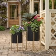 thumbnail image 3 of Decorative Flower Pots with Metal Stand for Home Decor - Modern Planters for Hallway, Entryway, and Living Room Decor - Indoor and Outdoor Pots for Plants Styling  Set of 2, 23", 19", Black & Gold, 3 of 13