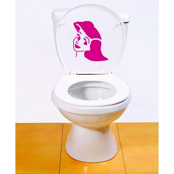 Custom Wall Decal Girls Face Toilet Picture Art - Kids Girls BedRoom Sticker Vinyl Wall Decal 9 X 9 Inches