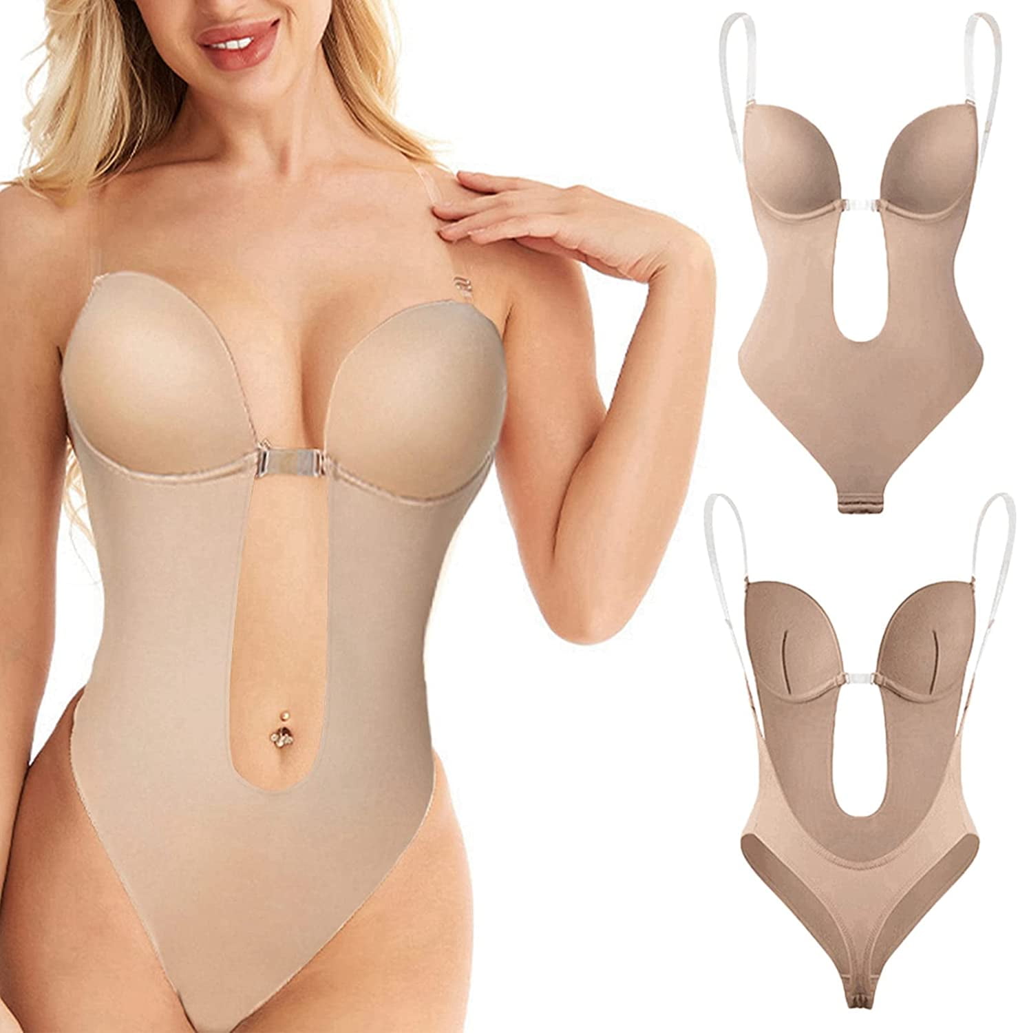 plunging neckline bra bodysuit