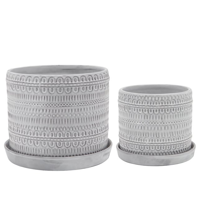 Sagebrook Home S/2 Jardinières avec Soucoupe 6/8", Blanc