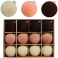 thumbnail image 2 of 12 bolas navideñas de terciopelo, bolas grandes de 2,4 pulgadas para adornos navideños de terciopelo para decoración de árboles de Navidad, adornos navideños flocados colgantes, juego de bolas navideñ, 2 of 7