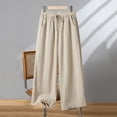 thumbnail image 2 of Jerdar Women's Lightweight Linen Capri Pants Summer Wide Leg Pocket Drawstring Elastic Waist Pants L, 2 of 8