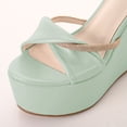 thumbnail image 4 of FSJ Women Graceful Round Open Toe Platform Wedge High Heels Sandals Ankle Strap Adjustable Buckle Party Evening Dress Shoes Size 7 Green, 4 of 4