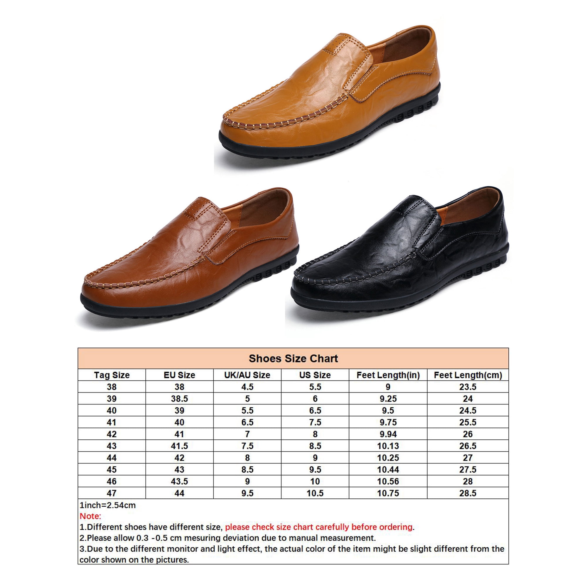 Woobling Mens Loafers Slip On Flats Driving Boat Shoe Casual Penny Loafer Men Leather Comfort Dress Shoes Black 10.5 Walmart