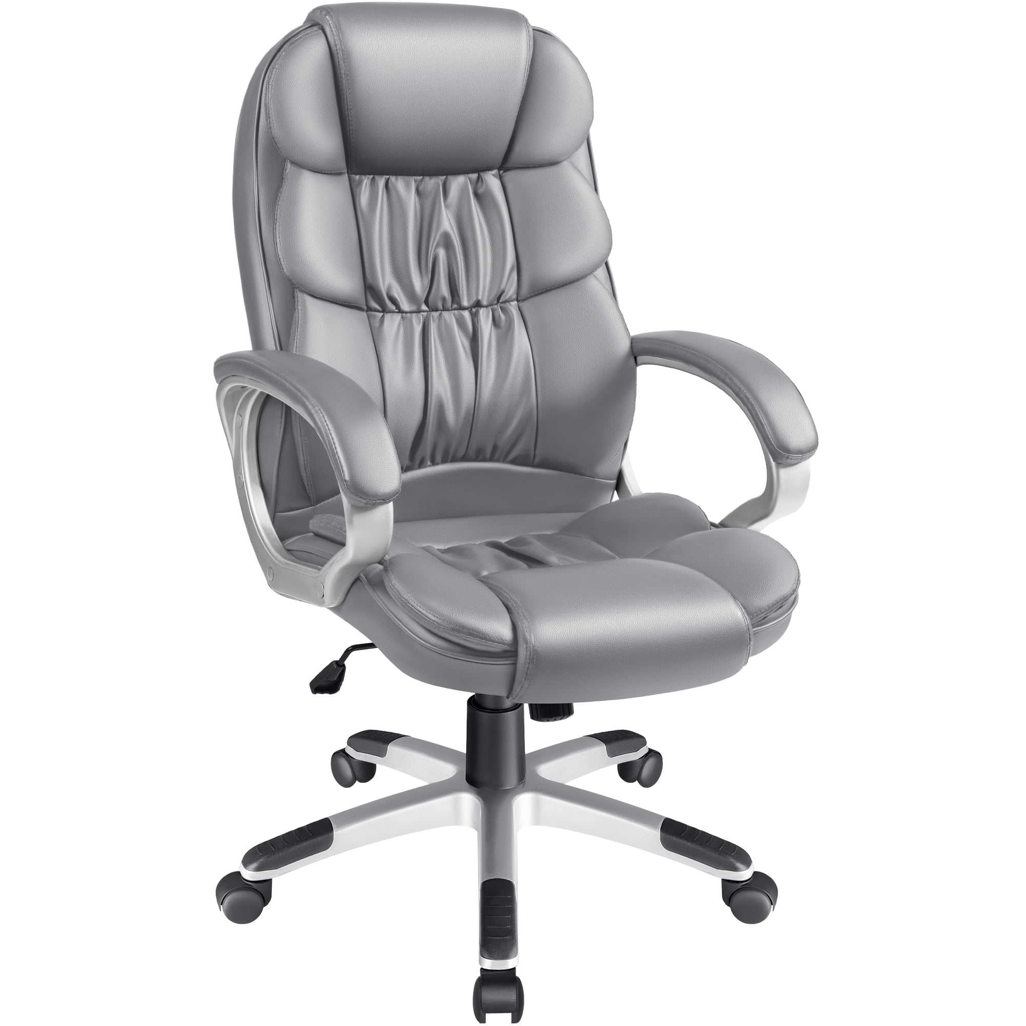 Vineego Office Chair High Back Computer Chair Ergonomic Desk Chair, PU Leather Adjustable Height Modern Executive Swivel Task Chair,Gray