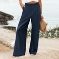thumbnail image 2 of KDFJPTH Women Fashion Elastic Waist Wide Leg Pants For Elastic Waist Loose Comfy Casual Pants Pockets Pants, 2 of 4