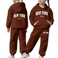 thumbnail image 2 of Hessimy Toddler Boys Girls Spring Summer Cartoon Print 2Pcs Long Sleeve Sweatshirt Tops Pants Cute Sweatsuit, Cute Sweat Style(Brown,8-9 Years), 2 of 7