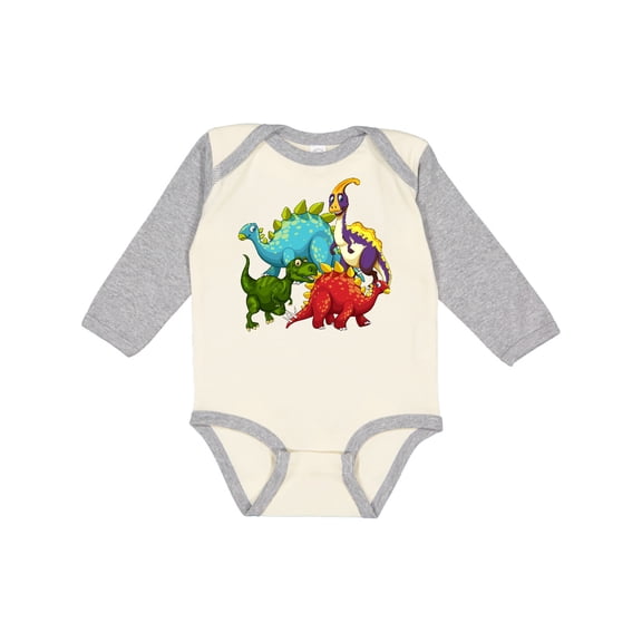 Inktastic Cute Dinosaurs Boys or Girls Long Sleeve Baby Bodysuit