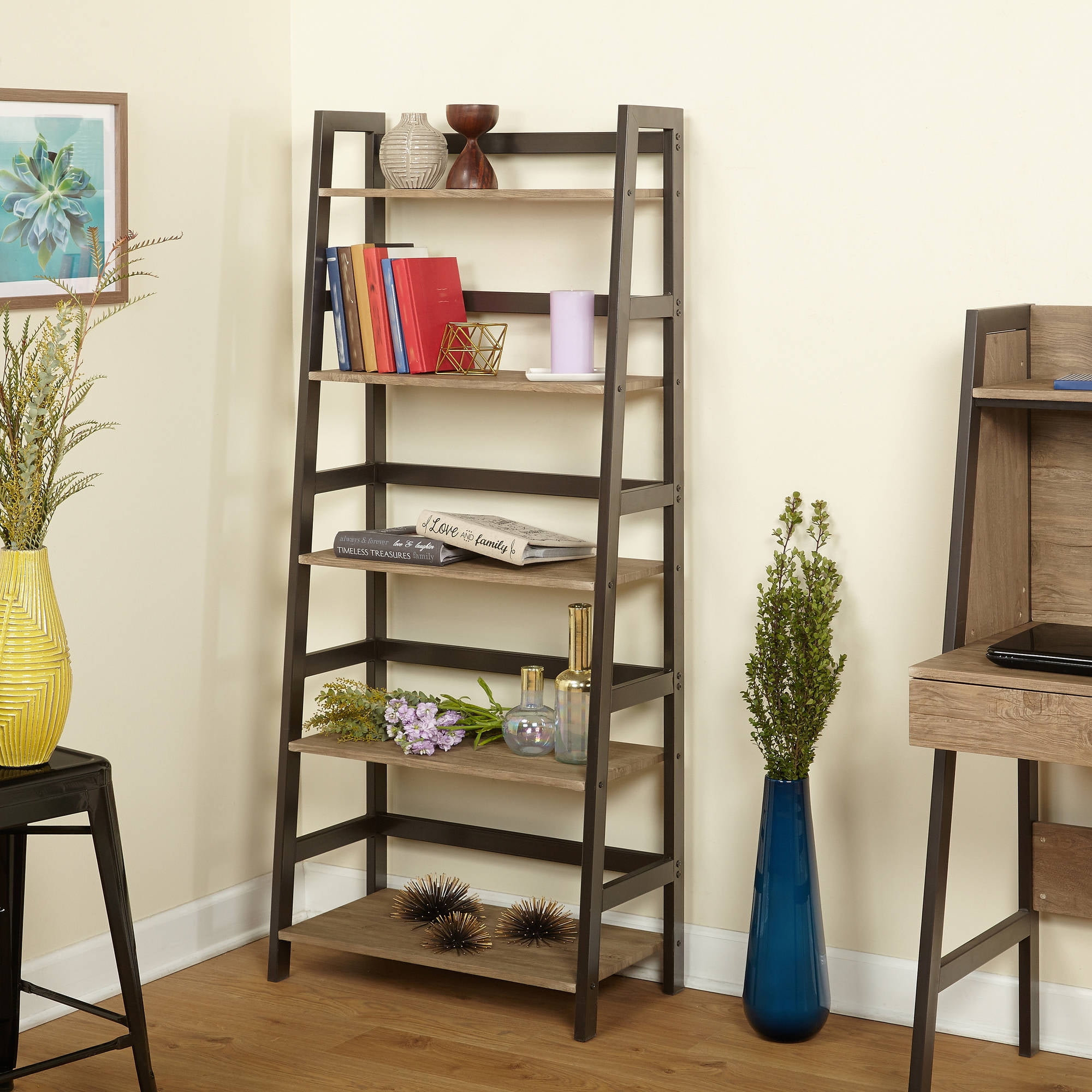 Lana 5Tier Shelf, Natural/Black