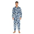 thumbnail image 5 of Adult Christmas Onesie Blue Gray and White Dots Zipper One-Piece Pajamas Unisex with Pockets, 5 of 6