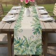 thumbnail image 4 of Tropical Botanical Table Runner 90 Inches, Watercolor Green Monstera Palm Leaves Beige Bed Runner Dresser Scarves Tabletop for Indoor Outdoor Parties/Ceremony/Banquet, 13" x 90", 4 of 9