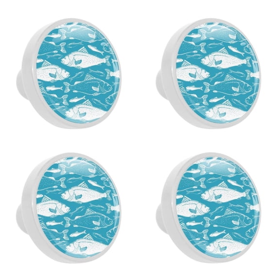 4 Pcs Ocean Fish Knobs for Kitchen Cabinet Cupboard Dresser Bookcase Drawer Pulls Handles Round Home Decor