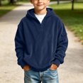 thumbnail image 2 of Edvintorg Boys Hoodies Size 10 12 Long Sleeve Corduroy Hooded Sweatshirt Solis Color Quarter Zip Pullover Top Kids Clothes Boys, 2 of 9