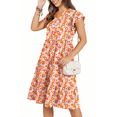 thumbnail image 4 of UVN Summer Dresses for Women Ruffle Sleeve V Neck Midi Dress Casual Beach Sundress with Pockets, 4 of 9