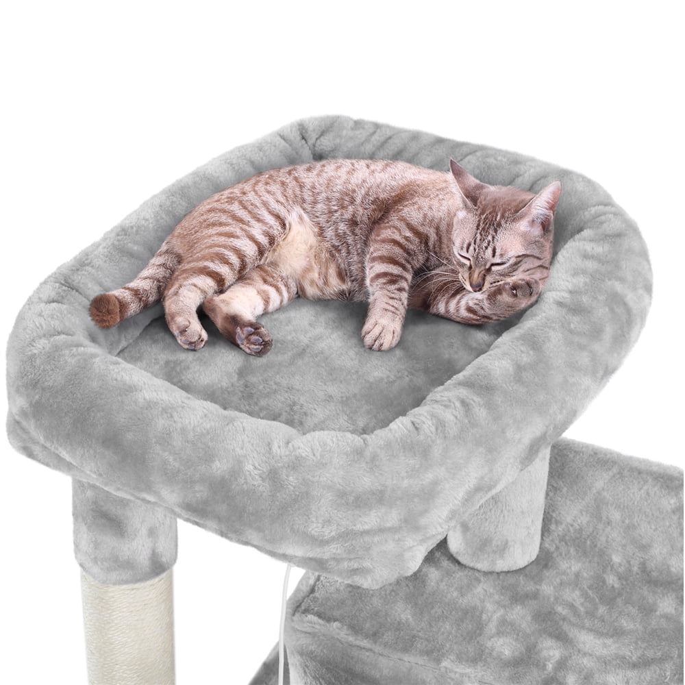 Alden Design 36" Cat Tree with Condo and Scratching Post Tower, Dark Gray