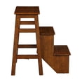 thumbnail image 3 of Benjara Nero 30 Inch Folding Step Stool, 3 Tier Design, Farmhouse, Rich Brown Wood, 3 of 5