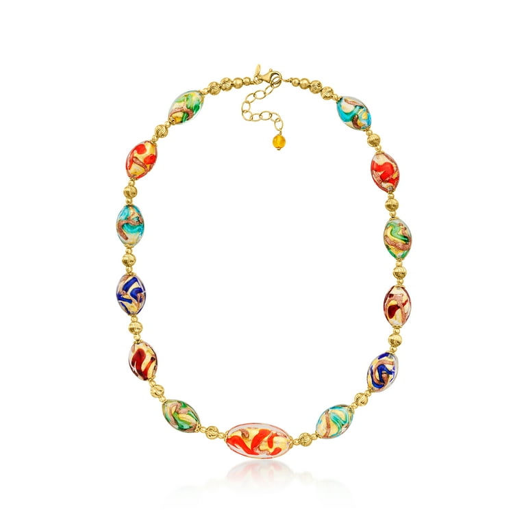Glass Beaded Necklace- Silver / Gold Multicolor (Small Beads) – 3 Girls  Gifts