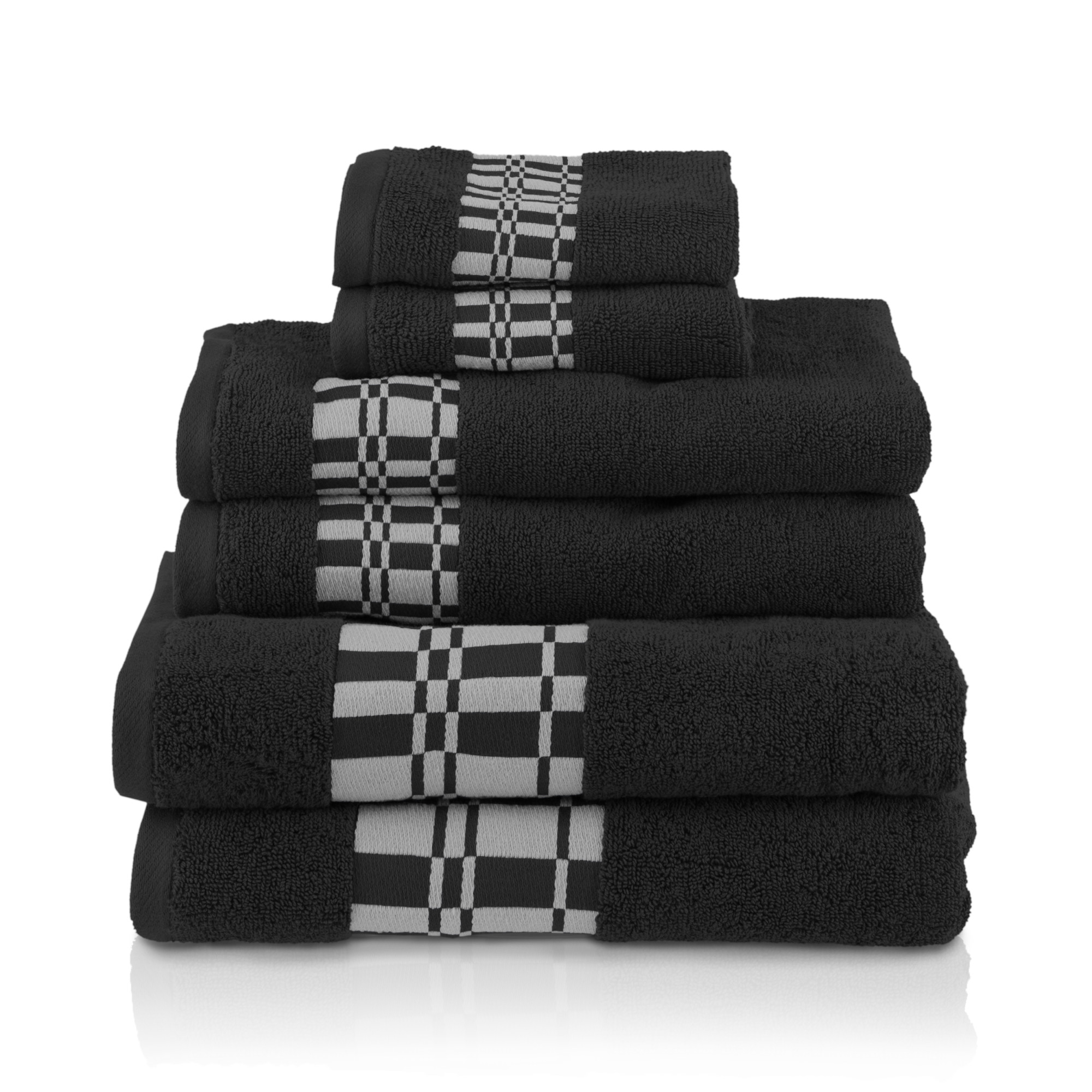 Superior Aura Geometric 6Piece Cotton Towel Set, Black