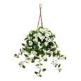 thumbnail image 2 of Nearly Natural UV Resistant Outdoor Artificial Geranium in Hanging Basket - 28" - White, 2 of 7
