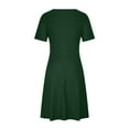 thumbnail image 5 of B91xZ Robes Printemps Été Femmes Manches Courtes Col en V Fendu Haut Bas Volant Longue Robe avec Ceinture, Vert G, 5 of 5