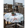 thumbnail image 2 of Outdoor Tablecloth with Umbrella Hole Zipper Blue Coastal Round Tablecloth 60" Waterproof Outside Table Cloth Ocean Nautical Coral Starfish Patio Table Cover Tablecloths for Picnic Party, 2 of 8