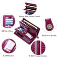 thumbnail image 4 of Cartera grande de piel para mujer, cartera grande para mujer, muchos compartimentos con 24 ranuras para tarjetas, cartera larga para mujer, protección RFID, 4 of 6