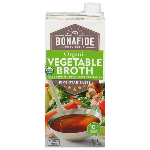 Pack of 6, Bonafide Organic Vegetable Broth, 32 fl oz