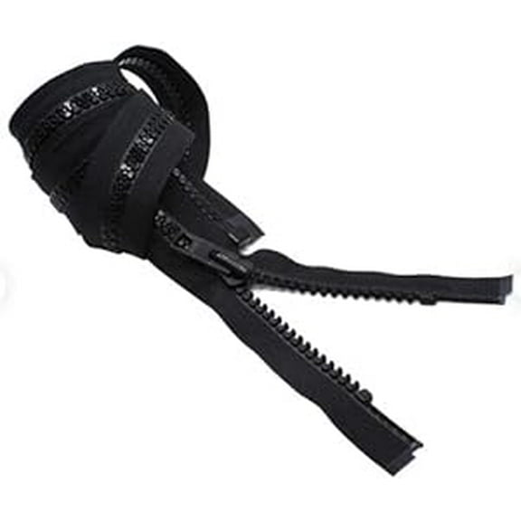 YKK #10 Heavy Duty Vislon Molded Plastic Marine or Jacket Separating Zipper - Choose Your Length - Color: Black - Made in The United States (1 Zipper Per Pack) (24" Inches)